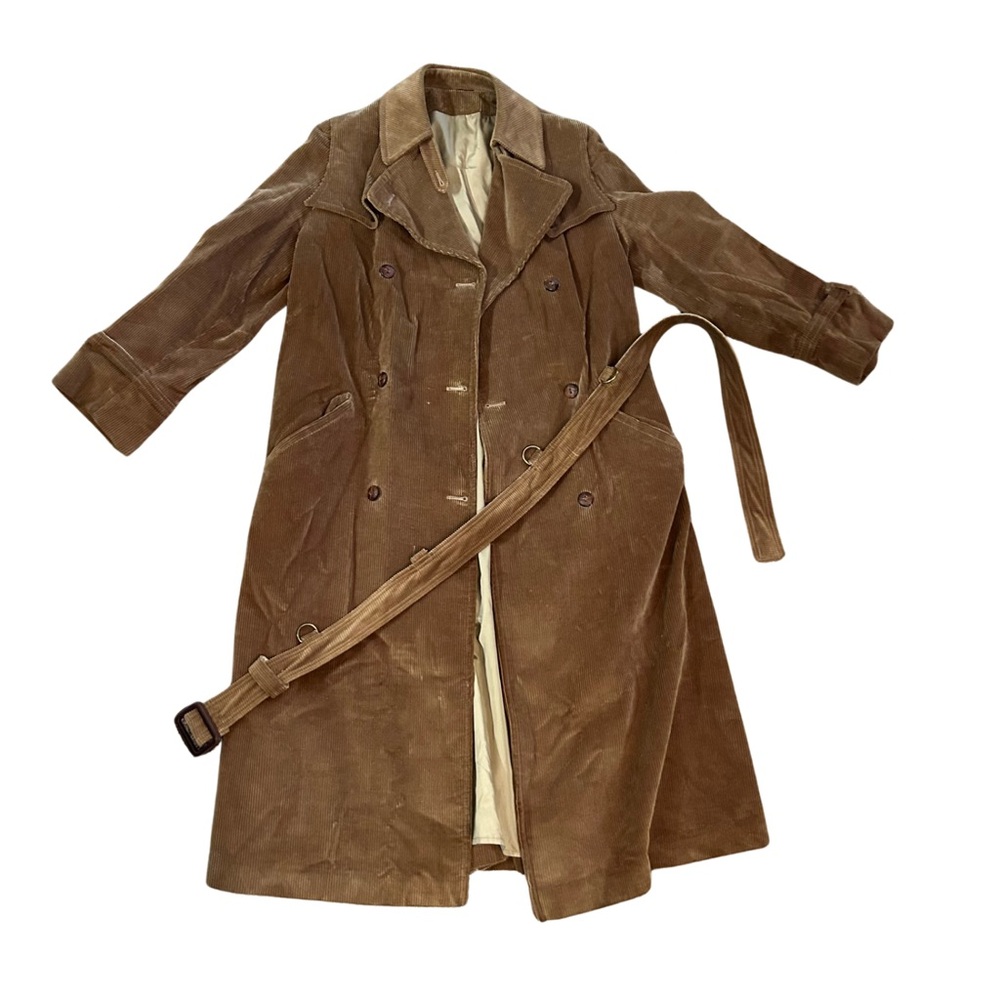 Brown Corduroy Trench Coat with Belt